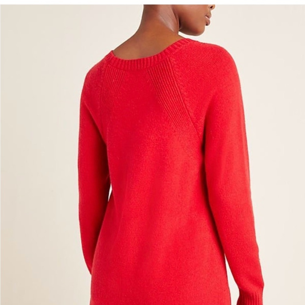 Anthropologie Rebekah Knit Pullover Curve Hem Tunic Sweater Red Size Medium NWT - Picture 8 of 9